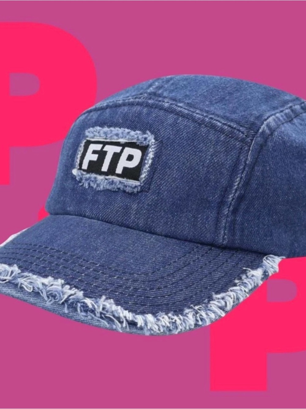 FTP Frayed Denim Logo Camp Hat